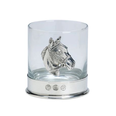 Single Horses Head Pewter Whisky Glass