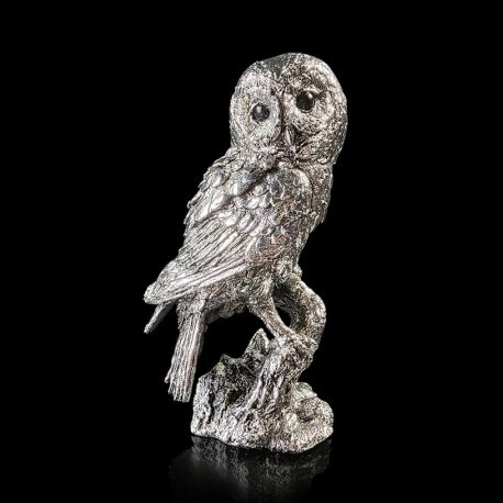 Richard Cooper Patience - Tawny Owl Nickel Sculpture
