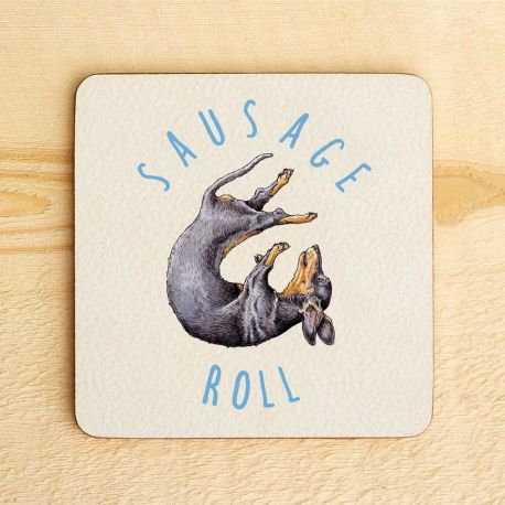 Sausage Roll Funny Dachshund Coaster