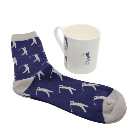 Golfer Fine Bone China Mug &amp; Sock Gift Set