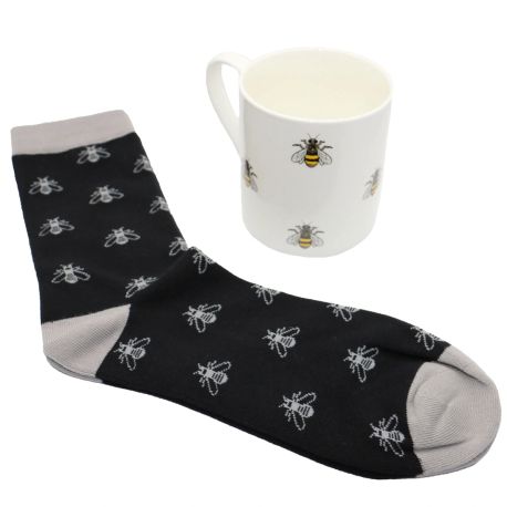 Bee Fine Bone China Mug &amp; Sock Gift Set