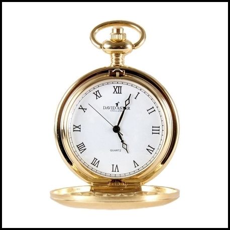 Gold Brushed Quartz Full Hunter Pocket Watch
