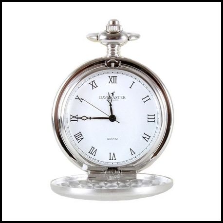 Silver Brushed Quartz Full Hunter Pocket Watch