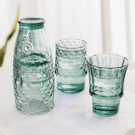 Fish Stacking Drinking Glass - Set of 4 in Green