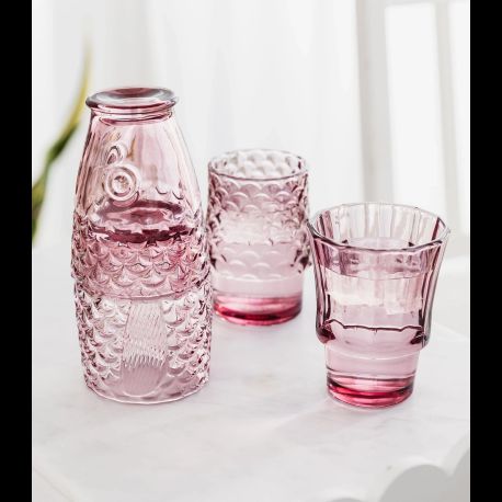 Fish Stacking Drinking Glass - Set of 4 in Pink