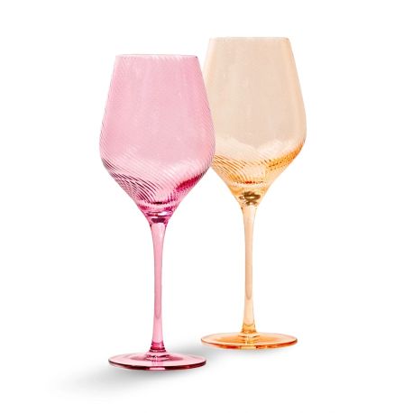 Twist Coloured Wine Glasses - Set of 2 Pink/Peach