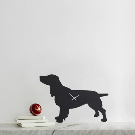 Black Spaniel Dog Wagging Tail Wall Clock