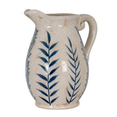 Large Blue Flora Olpe Jug Vase