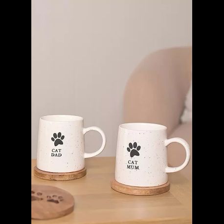 Pair Best of Breed Paw Prints Cat Dad &amp; Cat Mum Mugs
