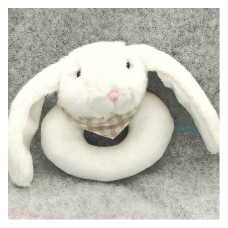 Jomanda Bunny Baby Rattle in Cream Plush