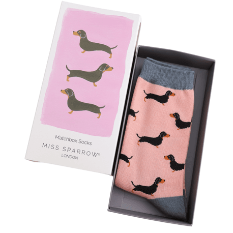 Mr Sparrow Men's Little Sausage Dog Matchbox Socks