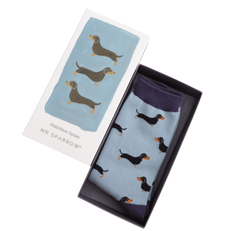 Mr Sparrow Men's Little Sausage Dog Matchbox Socks