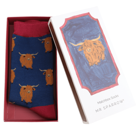 Mr Sparrow Men's Highland Herd Matchbox Socks