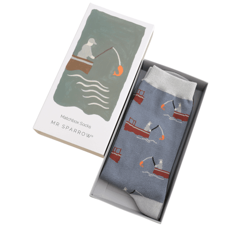 Mr Sparrow Men's Gone Fishing Matchbox Socks
