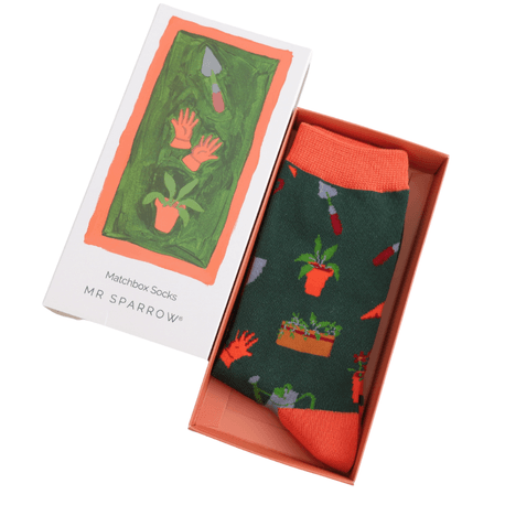 Mr Sparrow Men's Gardener's Tools Matchbox Socks