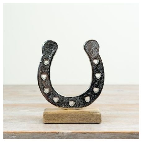 Wooden Base Horseshoe Ornament