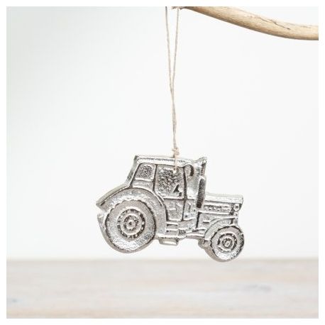 Hanging Silver Tractor Aluminium Decoration