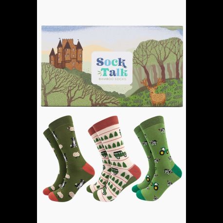 Men’s Bamboo Farm Animal &amp; Vehicle Socks Gift Set