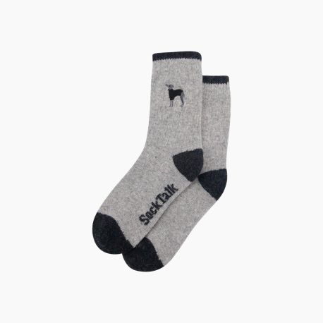 Greyhound Grey Embroidered Wool Socks