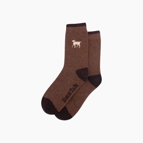 Golden Labrador Brown Embroidered Wool Socks