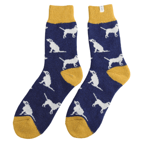 Mr Sparrow Labradors Winter Wool Socks Navy