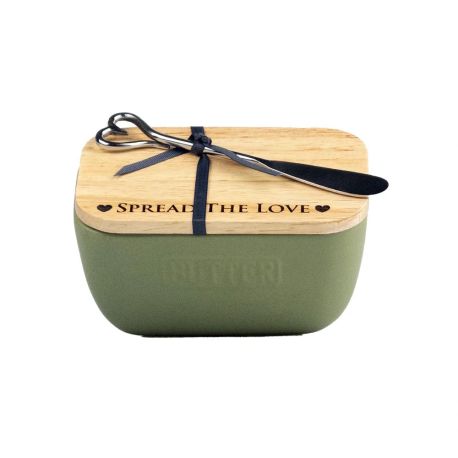 Selbrae House Spread The Love Sage Green Butter Dish &amp; Knife Set