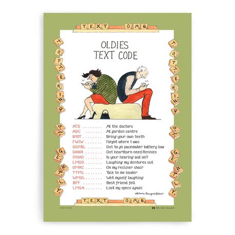 Tottering Oldie’s Text Code Tea Towel